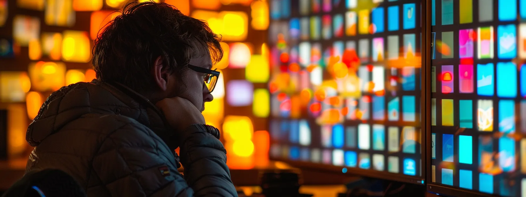 a person analyzing a colorful array of keywords on a computer screen, highlighting the importance of keyword research in seo.